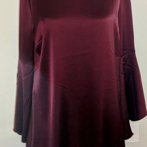 Burgundy bell sleeve dress